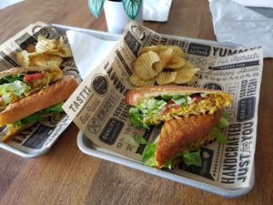 Cubano Sandwiches were garlicky mushroon heaven at La Chia Vegana  in Lake Worth