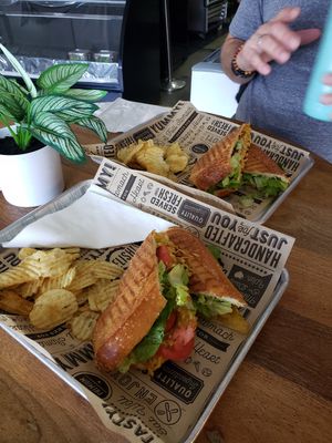 Fresh panini style sandwiches at La Chia Vegana  in Lake Worth