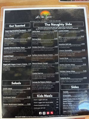 Menu   at La Chia Vegana  in Lake Worth