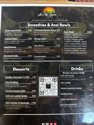 Menú  at La Chia Vegana  in Lake Worth