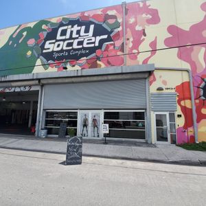 We're inside City Soccer.  1st floor. at La Chia Vegana  in Lake Worth