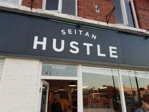 Worth a trip to Fleetwood. Not far from the beach. I found parking right outside. at Seitan Hustle in Fleetwood