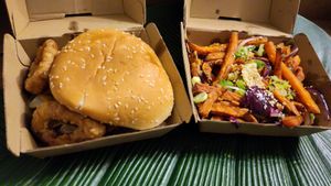 Original Hustler, and loaded sweet potato fries. at Seitan Hustle in Fleetwood