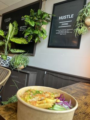 Katsu rice bowl but with chips instead of rice. Delicious    at Seitan Hustle in Fleetwood