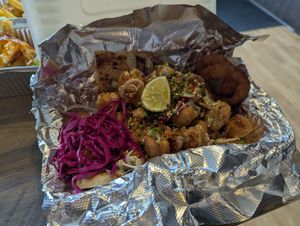 Salt and pepper tofu puff kebab at Seitan Hustle in Fleetwood