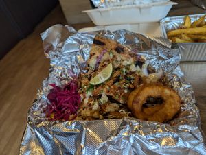 Salt and pepper seitan kebab at Seitan Hustle in Fleetwood