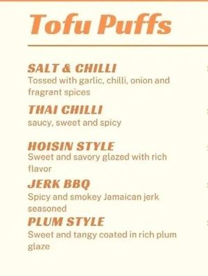 Seitan Hustle - Tofu Puffs menu. 👌 at Seitan Hustle in Fleetwood