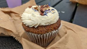 Carrot & pecan muffin at Banilla Bakery at Podda and Wren in Kendal