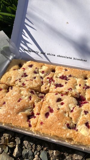 White Choc & Rasp Blondies at Banilla Bakery at Podda and Wren in Kendal