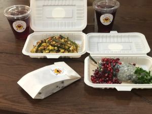 Chile en nogada vegano. Calabacitas. Aguas del día. at Mary Flower Food in Mexico City