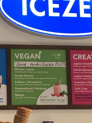 vegan menu  at Icezeit in Salzburg