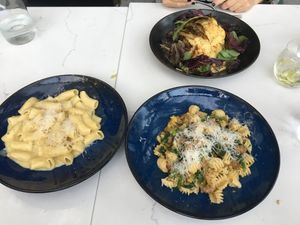 Cacio e pepe, second pasta dish,cauliflower entry at BAIA in San Francisco