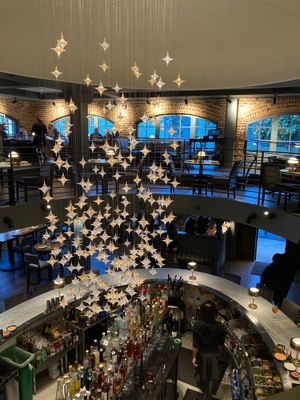 Beautiful chandelier over the bar at BAIA in San Francisco