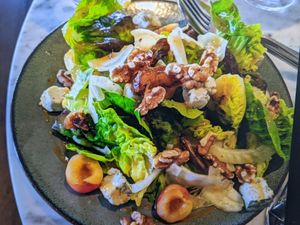 Stone fruit salad with blue cheese chunks at BAIA in San Francisco