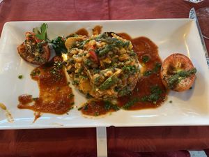 Pesto, tomato risotto  at Au Vieux Gassin in Gassin