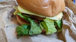 Vegan burger at LEON - Millenium Walkway in Dublin