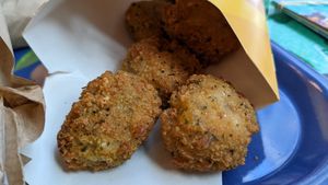 Vegan mac and cheese balls at LEON - Millenium Walkway in Dublin