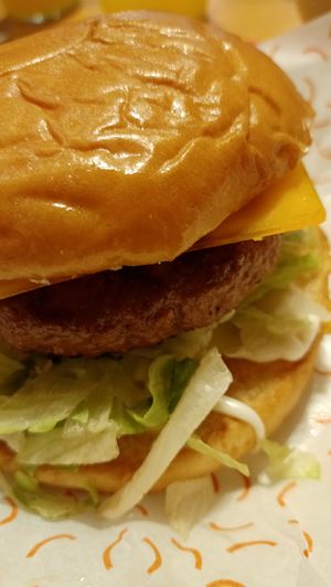 Cheese vegan burguer at La Burguesa in Barcelona