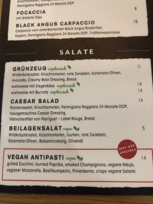 Menu  at 60 Seconds to Napoli in Leipzig