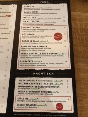 Menu  at 60 Seconds to Napoli in Leipzig