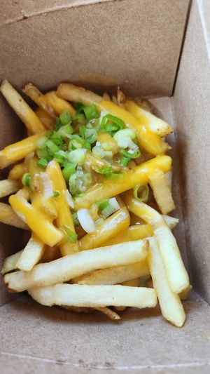Cheese fries are incredible! at Amy's Drive Thru  in Corte Madera