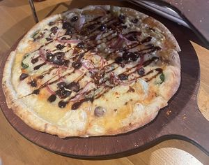 Mediterranean vegan pizza   at The Bear Street Tavern in Banff