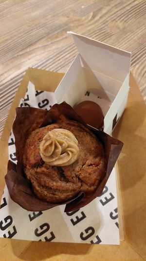Banana muffin and chocolate hazelnut truffle at DOH - Evergreen Organics in Doha
