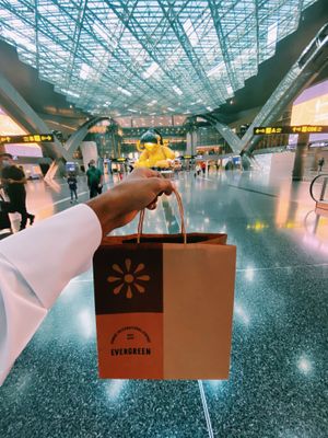 100% vegan cafe at Hamad International Airport  at DOH - Evergreen Organics in Doha