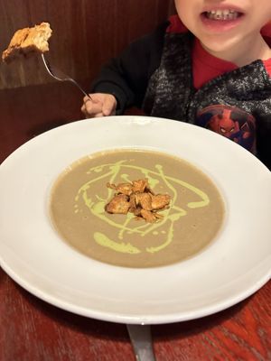 Mushroom bisque  at Sprig and Vine in New Hope