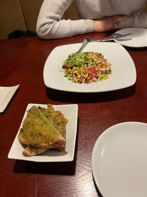 Watermelon Radish Salad, and Toasted Garlic Bread (2023) at Sprig and Vine in New Hope