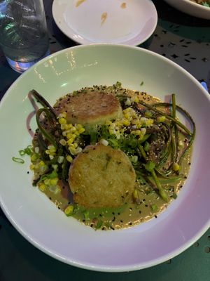 Seared Scallion Jasmine Rice Cakes (2023) at Sprig and Vine in New Hope