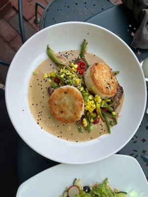 Seared Scallion Jasmine Rice Cakes (2023) at Sprig and Vine in New Hope