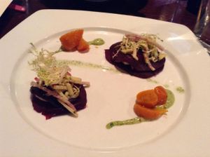 Roasted red and gold beets at Sprig and Vine in New Hope
