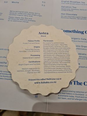 The ligther blend if you want your coffee not too strong. Goes very well with the oat milk as well! at Kokako in Auckland