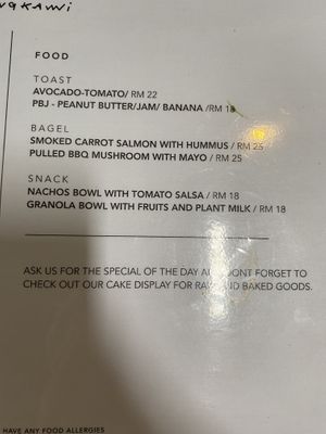 Menu  at Kolma in Langkawi