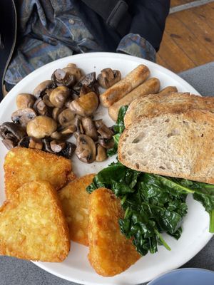 Full english (beans and tomato were taken off due to request)  at Count House Café in Pendeen