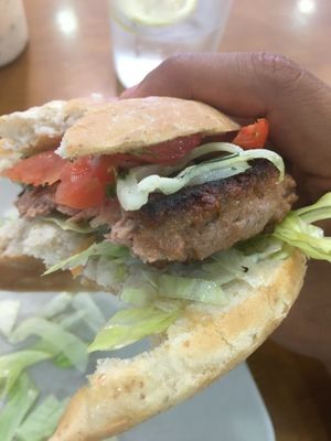 island burger (mock meat) after a bite :P at KSF Kebab in Mallorca