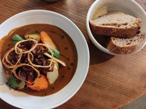 From the specials menu - veganised goulash at Etapa in Prague