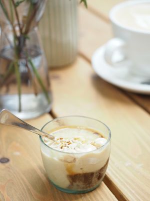 Vegan adffogato with salted peanut ice cream at Etapa in Prague
