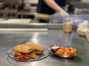 Kofta King sub and buffalo cauliflower wings at Col's Kitchen in Concord