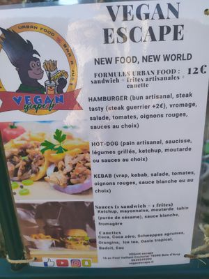 Menu at Vegan Escape in Bois-darcy
