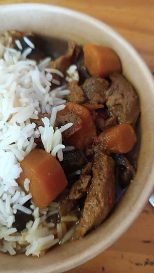 Potaje de proteína con verduras y arroz at La Petita Vegana  in Barcelona