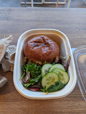 Beat burger with veggies! at Indie Superette in San Francisco