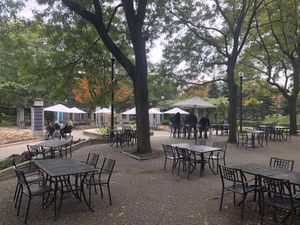 Patio at Jardin Botanique in Montreal