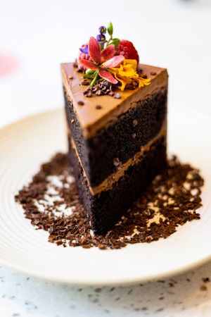 Chocolate cake at Nature's Charm in Bangkok