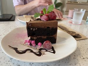 Chocolate cake! at Nature's Charm in Bangkok