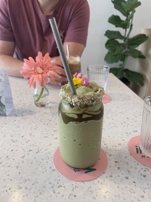 Matcha shake at Nature's Charm in Bangkok