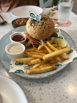 Fish Burger & Fries  at Nature's Charm in Bangkok