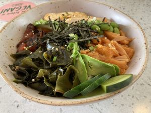 Poke bowl with watermelon tuna at Nature's Charm in Bangkok