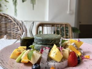 Matcha Pancakes   at Nature's Charm in Bangkok